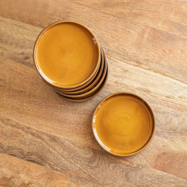 'Forest Canopy' Ceramic Quarter Plates (Set of 6, Microwave Safe, Hand Glazed)