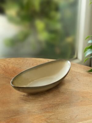 'Wheat Serenity' Porcelain Serving Platter (Set of 1, 320 ML, Microwave Safe, Hand Glazed)