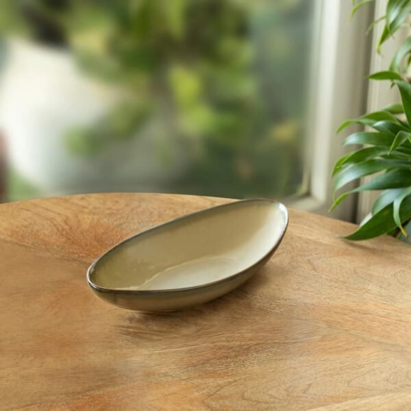 'Wheat Serenity' Porcelain Serving Platter (Set of 1, 320 ML, Microwave Safe, Hand Glazed)