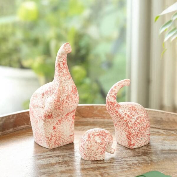 'Elephant Trio' Ceramic Decorative Showpiece Figurine (Set Of 3, Handcrafted, 24.3 Cm)