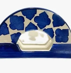 Blue White Color Ceramic Tissue Napkin Holder Set of 1