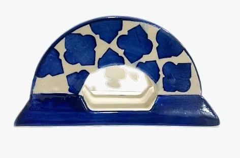 Blue White Color Ceramic Tissue Napkin Holder Set of 1