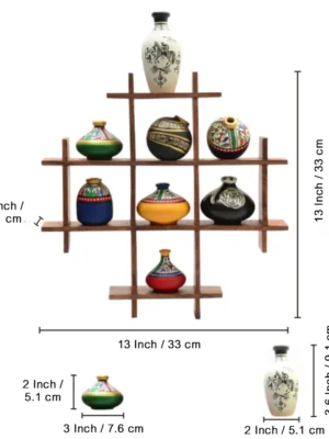 Handpainted Pots With Sheesham Wooden Frame Wall Hanging