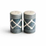 Ceramic Salt and Pepper Shakers Set – Nakkashi Naturals Handcrafted Spice Dispensers | Quatrefoil Design | Durable & Stylish Tabletop Set - Image 4