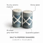 Ceramic Salt and Pepper Shakers Set – Nakkashi Naturals Handcrafted Spice Dispensers | Quatrefoil Design | Durable & Stylish Tabletop Set - Image 2