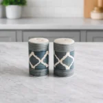 Ceramic Salt and Pepper Shakers Set – Nakkashi Naturals Handcrafted Spice Dispensers | Quatrefoil Design | Durable & Stylish Tabletop Set