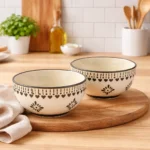 Ivory Bloom Ceramic Katori Bowl Set – 4.25 Inch Handmade Dessert & Curry Bowls | Microwave & Dishwasher Safe | Lead-Free Ceramic Bowls