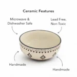 Ivory Bloom Ceramic Serving Bowl (10 Inch) – Handmade Large Bowl for Salad, Curry & Snacks | Microwave & Dishwasher Safe | Rustic Floral Design - Image 3