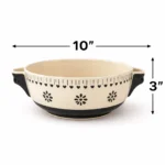 Ivory Bloom Ceramic Serving Handi with Lid (10 Inch) – Handmade Covered Casserole Bowl for Curry, Sabzi & Rice | Microwave & Dishwasher Safe | Rustic Floral Design - Image 3