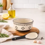 Ivory Bloom Ceramic Soup Bowl with Spoon (4.5 Inch) – Handmade Serving Bowl Set for Soup, Snacks & Desserts | Microwave & Dishwasher Safe | Floral Design - Image 4