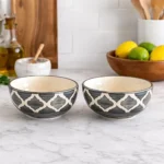 Ceramic Bowl Set of 2 – Nakkashi Naturals 4.25 Inch Handcrafted Bowls | Microwave & Dishwasher Safe | Lead-Free Serving Bowls