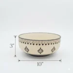 Ivory Bloom Ceramic Serving Bowl (10 Inch) – Handmade Large Bowl for Salad, Curry & Snacks | Microwave & Dishwasher Safe | Rustic Floral Design - Image 2