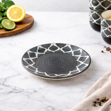 Ceramic Dinner Plate 10 Inch – Nakkashi Naturals Moroccan Design | Microwave & Dishwasher Safe