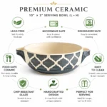 Ceramic Handi 10 Inch with Lid – Nakkashi Naturals Handcrafted Serving Pot | Microwave & Dishwasher Safe | Lead-Free Curry Serving Bowl - Image 2