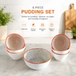 CreamDot 7-Piece Ceramic Pudding Set | Speckled Dessert Bowls with Contrast Rim | Premium Serving Bowls for Desserts & Snacks - Image 5