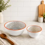 CreamDot 7-Piece Ceramic Pudding Set | Speckled Dessert Bowls with Contrast Rim | Premium Serving Bowls for Desserts & Snacks - Image 4