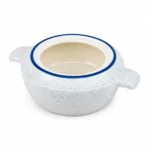 Induvra MarbleStone Handi with Lid | Premium Serving & Cooking Bowl | Speckled White Finish with Blue Rim - Image 4