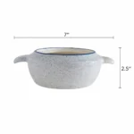 Induvra MarbleStone Handi with Lid | Premium Serving & Cooking Bowl | Speckled White Finish with Blue Rim - Image 7