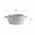 Induvra MarbleStone Handi with Lid | Premium Serving & Cooking Bowl | Speckled White Finish with Blue Rim - Image 6